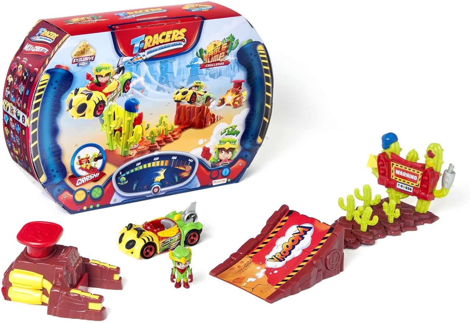 T-Racers Eagle Jump Challenge – Launcher with Ramp and Accessories, Plus Exclusive Driver and car.