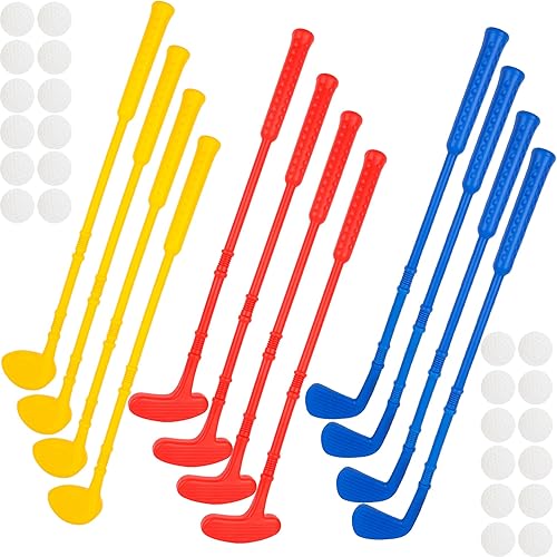 Juego de 36 piezas de golf de plástico para niños, incluye 12 palos de golf y 24 pelotas para interiores y exteriores, regalos de fiesta de