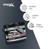 Vista 5 de AmPro Pro Styl Curl Enhancer - Activador de gel con aceite de coco para hidratar y definir bobinas y ondas, ayuda a proteger e hidratar el eje