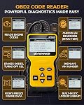 MOTOPOWER MP69033 Car OBD2 Scanner Code Reader Engine Fault Scanner CAN Diagnostic Scan Tool for All OBD II Protocol Cars Since 1996, Yellow