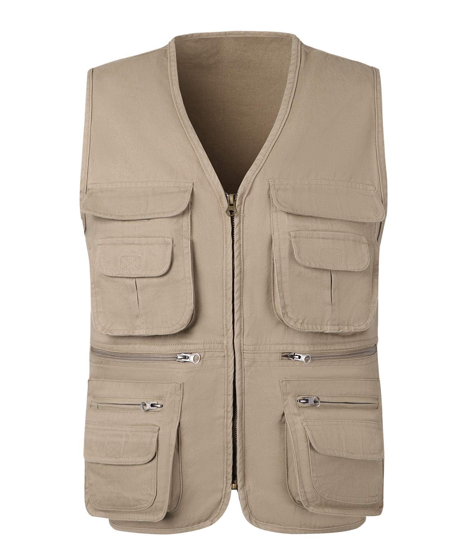 KTWOLEN Herren Outdoor Weste Baumwolle Anglerweste Freizeit Jagd Trekking Wander Angler Camping Safari Weste Ärmellos Jacke mit vielen praktischen Taschen