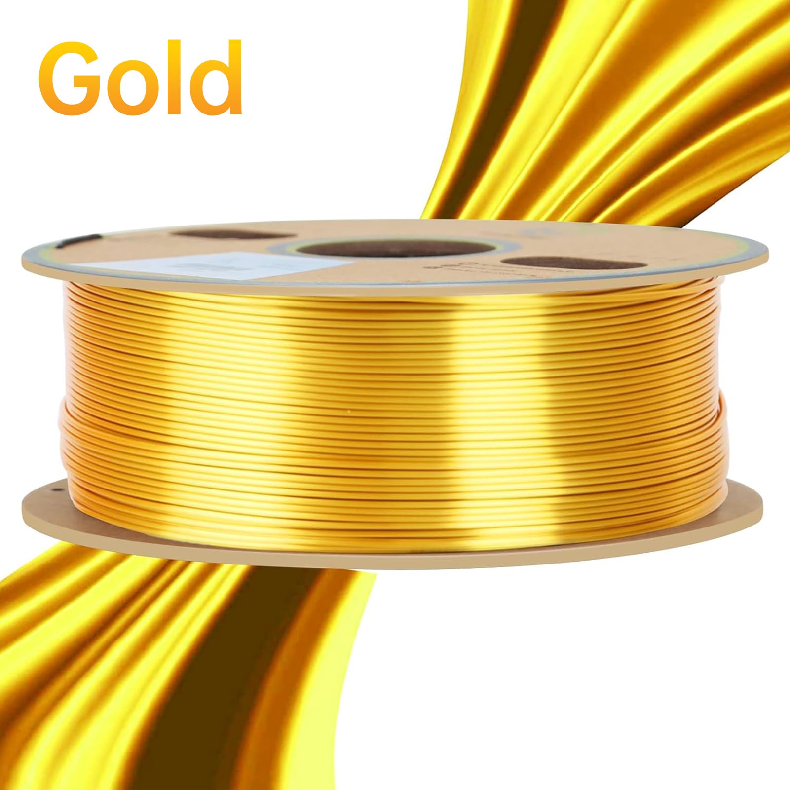 YOUSU Filamento PLA de Seda para Impresora 3D, Filamento de Impresora 3D PLA de Seda Dorada, Precisión Dimensional de 1,75 mm / 0,03 mm, Acabado Metálico Brillante para Figuras y (Oro)