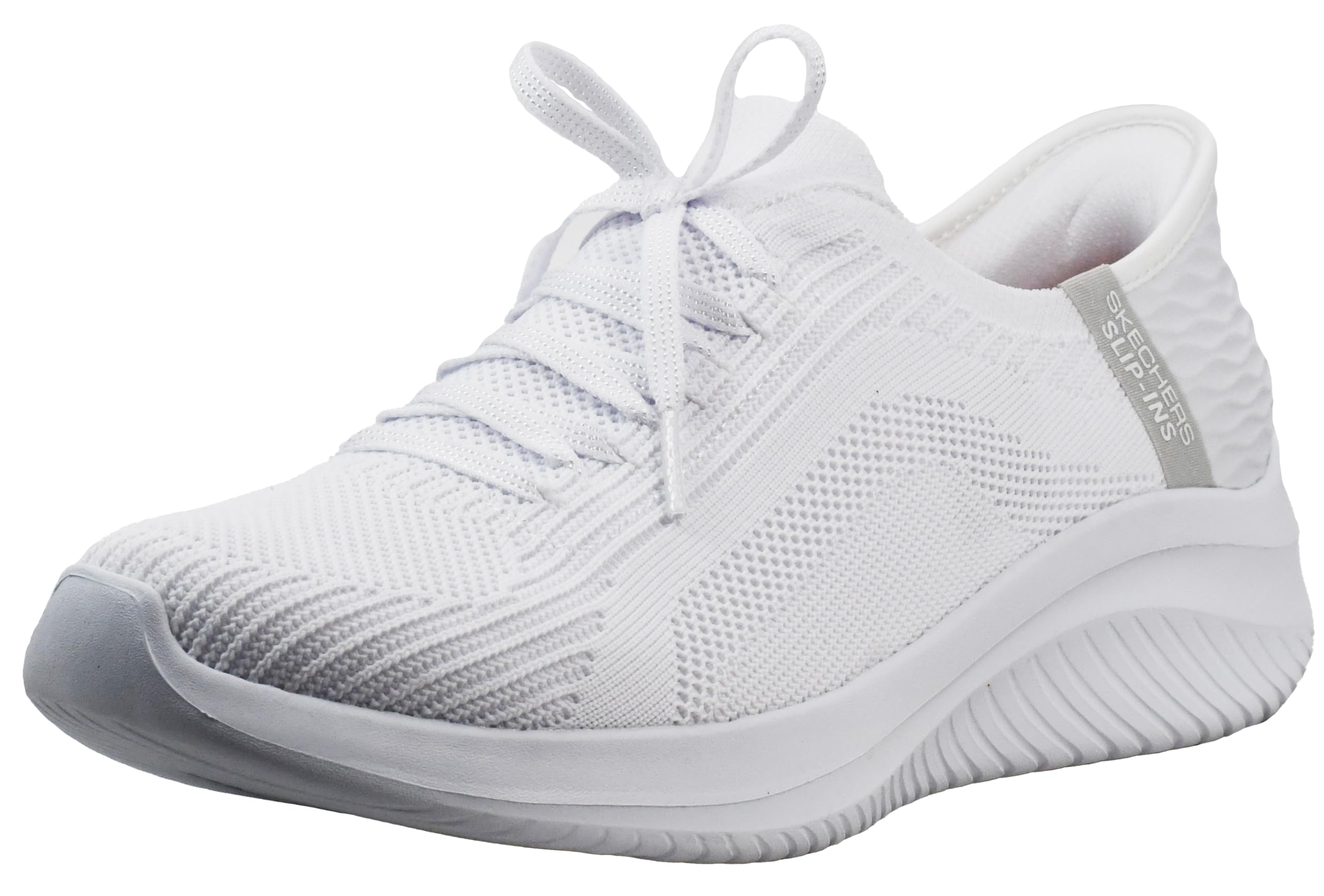 Skechers Ultra Flex 3.0 Brilliant Path, Scarpe da Ginnastica Donna, White Knit Light Gray Trim, 35 EU