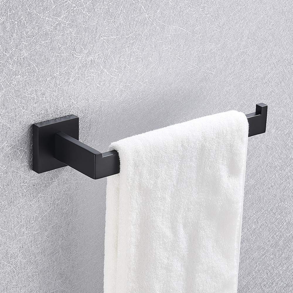 Set De Accesorios De Baño Gancho Acero Inoxidable Sus 304 Negro para Albornoz Barra De Toallero Tejido para Estantería Soporte De Papel Tornillo Oculto Montado En La Pared,4 Piece Bathroom Set