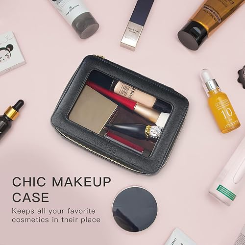 Miniatura 7 de Aveniee Bolsa de maquillaje transparente con cremallera y asa, portátil transparente para artículos de aseo de viaje para mujeres y hombres, estuche