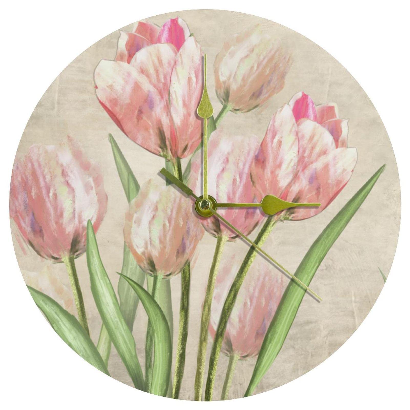 Horloge murale rose 24 cm en acrylique silencieuse pour salon
