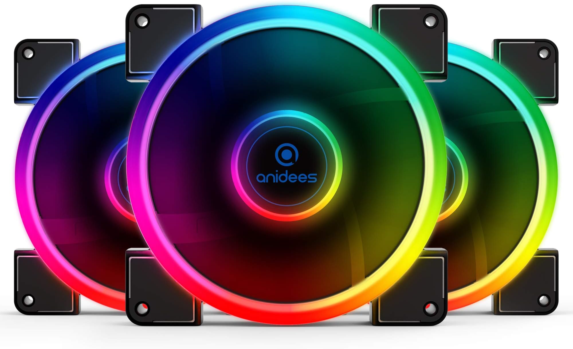 anidees AI Aureola 140 mm RGB Fan for Case Fan, CPU Cooler Fan, Water Cooling Fan, 3 Pack Set with Remote Controller - RGB (AI-AUREOLA14)