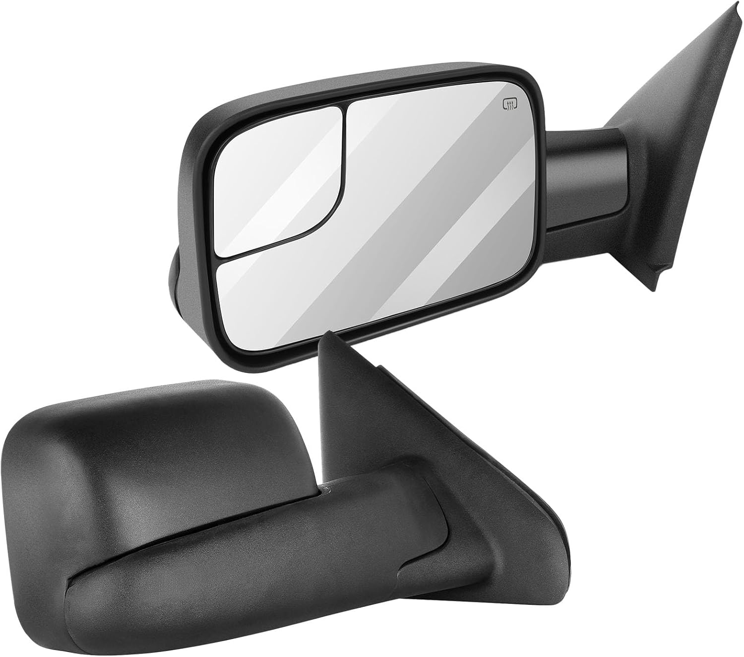 Tow Mirrors Fit for 2002-2008 for Dodge for Ram 1500 2003-2009 for Dodge for Ram 2500/3500 Towing Mirrors Pair Towing with Left Right Side Power Heated