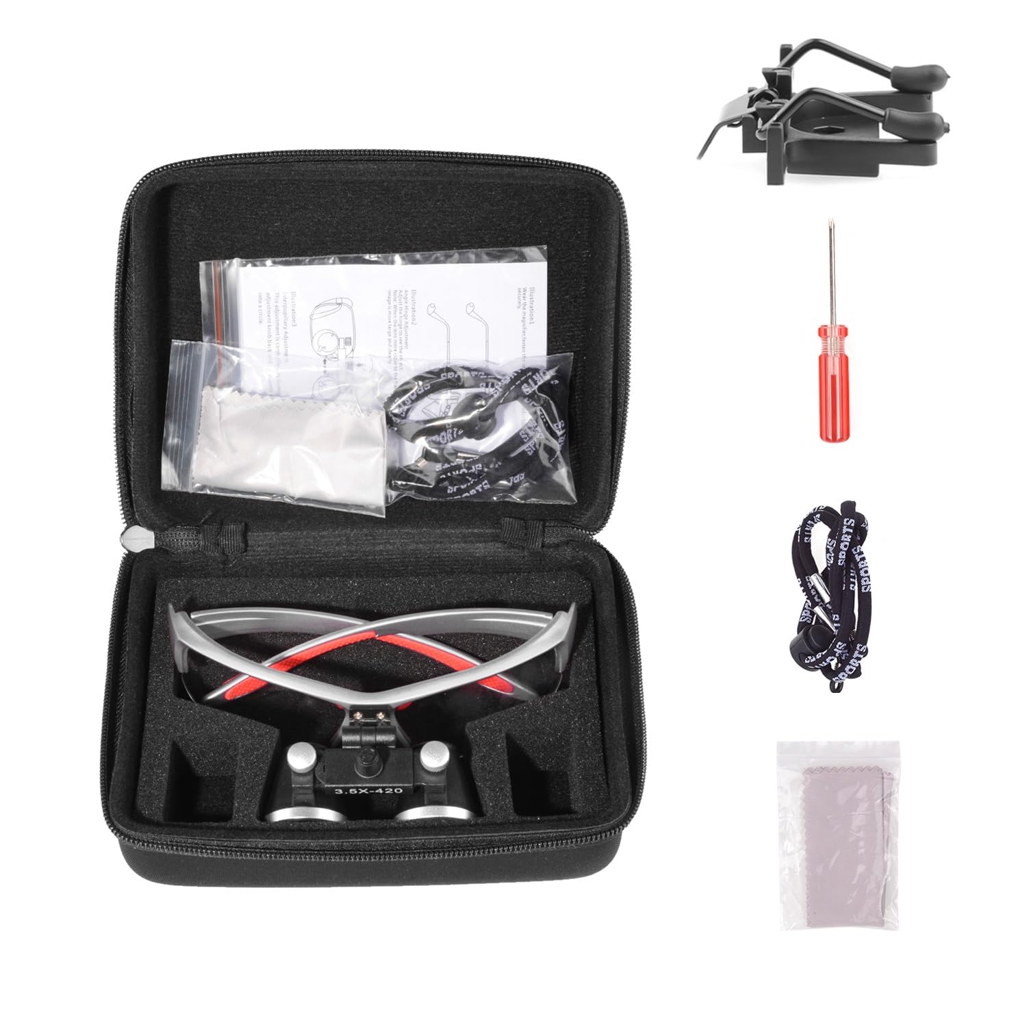 ORILAO Loupes 2.5X 3.5X Magnification Binocular Magnifier Optical Glass Lens (3.5X, Silver)