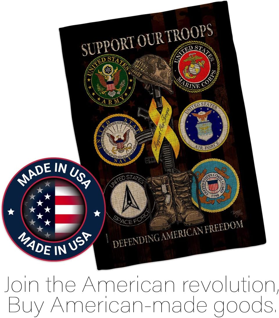 United We Support Burlap Garden Flag - Set Wall Hanger Armed Forces Service All Branches Honor State American Military Veteran Official - House Banner Small Yard Gift Double-Sided 13 X 18.5