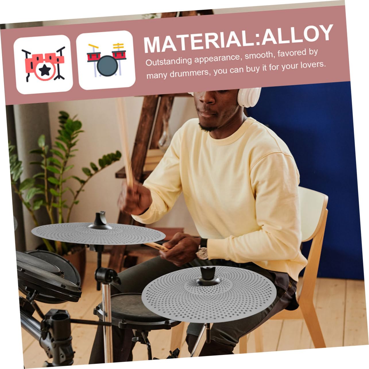 TOYANDONA 2piezas Platillos Silenciosos Para Batería Platillo De Aleación De Kit De Accesorio Volumen Para Instrumento De Percusión Para Practicar Interiores
