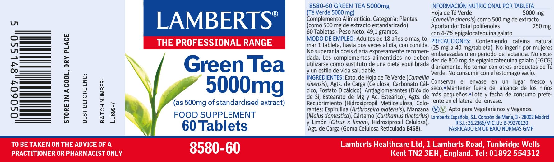 Lamberts Té Verde 5000mg - 60 Tabletas