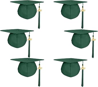 6pcs Graduation Caps Unisex Adult Matte Caps with Tassels in Same Color Detachable Golden Year Charm 2025 2026