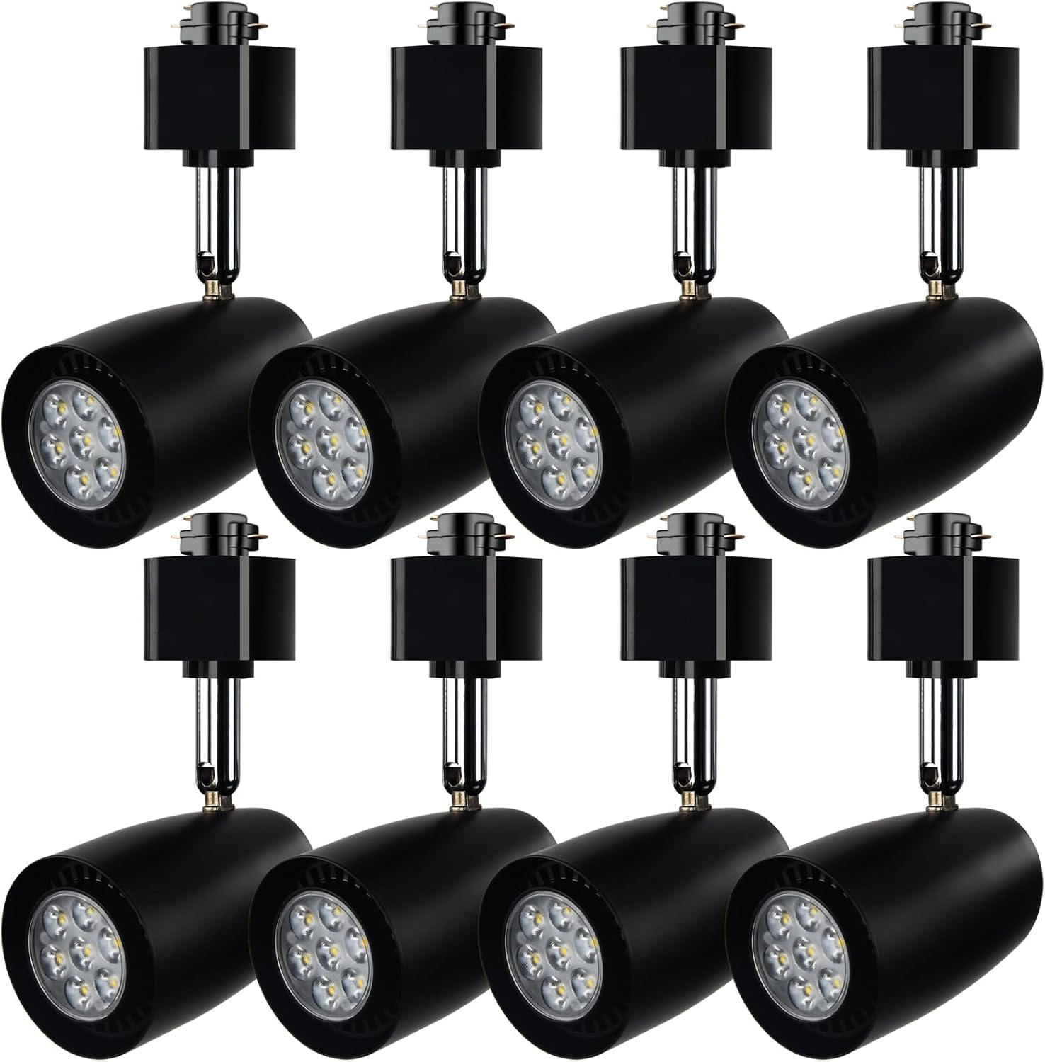 Track Lighting Heads, 7W H Type Track Lights 4000K Neutral White GU10 Base Adapter Track Light Fixture for Kitchen Living Room Art Exhibition, Black 8 Pack