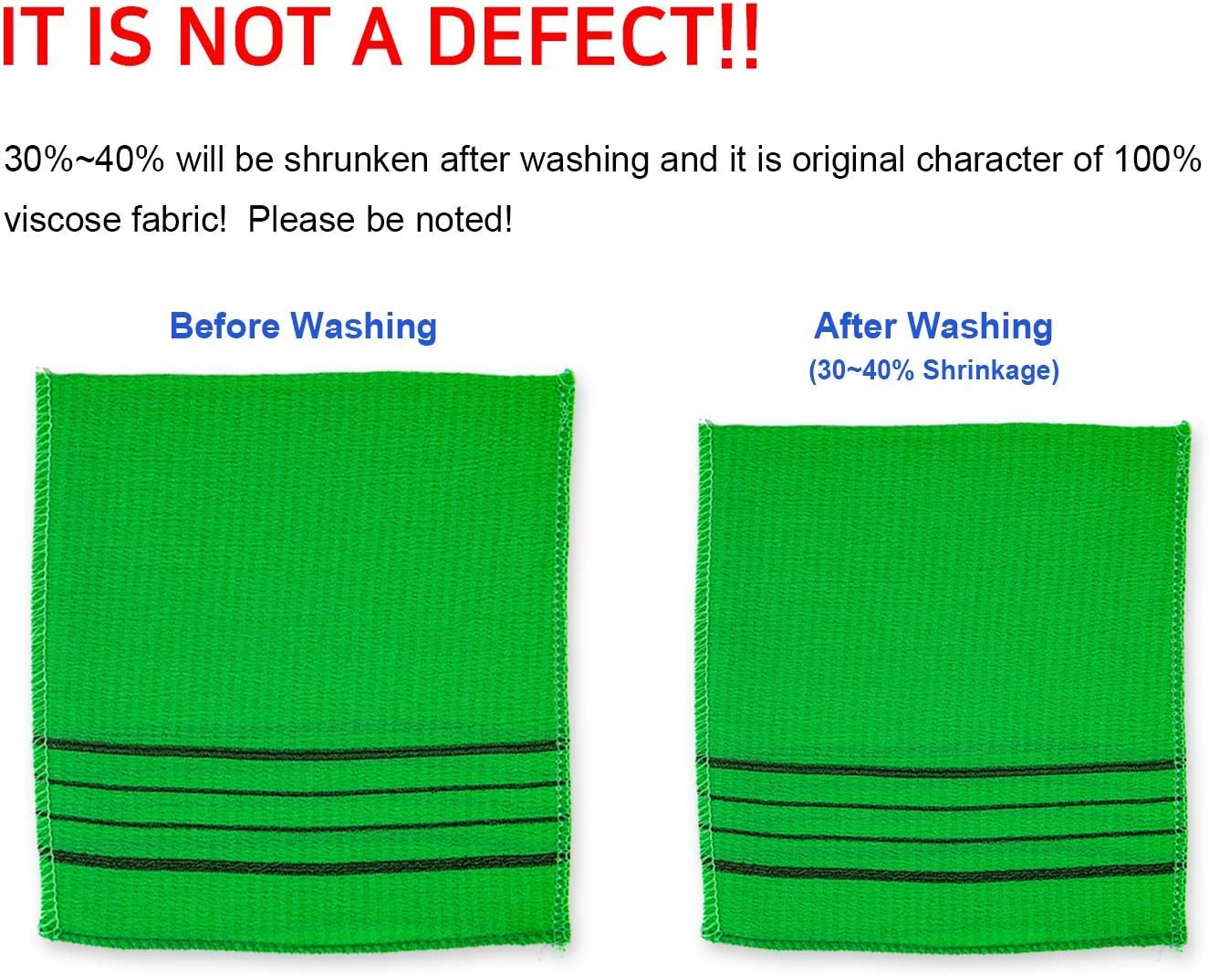 [Variety Pack] Korean Asian Exfoliating Washcloth - Scrubbing Cloth for Removing Dead Skin Callus, Cleaning Pores and Reducing Acne Breakout, Reusable (Green 4pcs + Green 4pcs) - Image 5