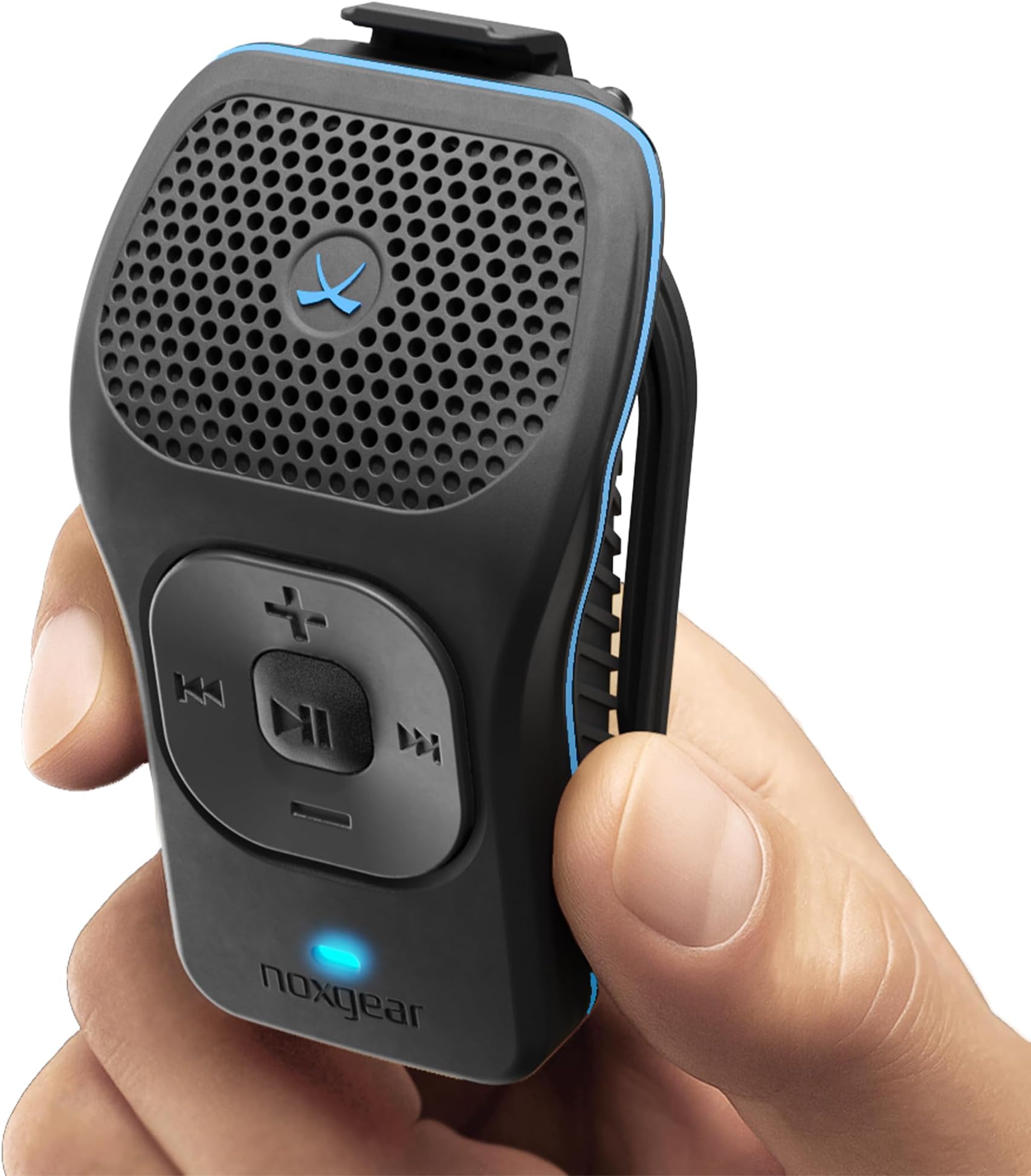 noxgear 39g Wearable Waterproof Bluetooth Speaker - Magnetic Clip-On Wireless Portable Speakers - Up to 15 Hours Battery Life - Clip Speaker with Microphone - Large Tactile Control Buttons