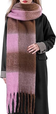 Womens Winter Scarfs, Mohair Vintage Scarf for Cold Weather, Large Chunky Scarf Cashmere Feel Blanket Pashmina Wrap