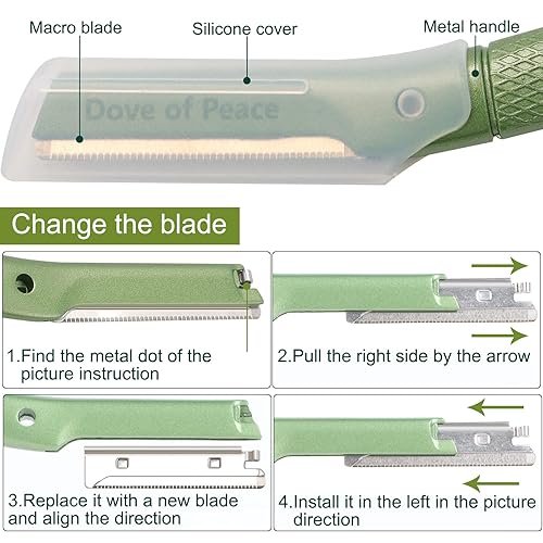 Miniatura 3 de Dermaplaning Tool Belleza, cuchillo de cejas de metal, herramienta de limpieza de vello facial, maquinillas de afeitar y cuchillas para mujer (verde