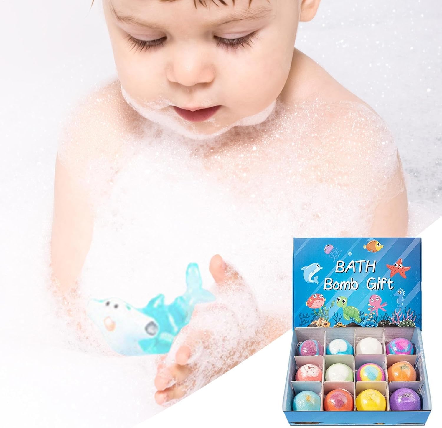 Kids Bath Bombs Set, Surprise Toy Balls, Organic Bath Fizzies, Moisturizing Baths Soak with Surprise Toys Inside, Colorful Bubble Foam, Safe Fun Gift for Kids Birthday Christmas Halloween