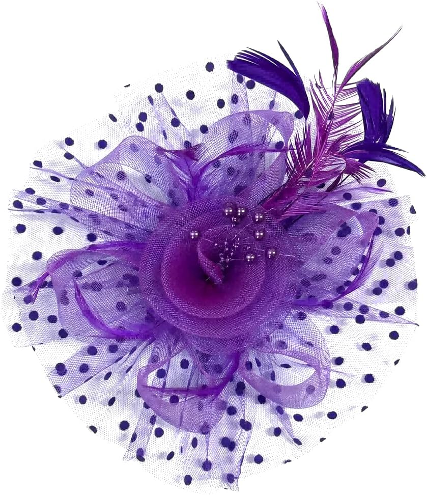 Fascinators Hats Tea party headpiece feather hat flower with hair clip and headband Suitable for Women. - Image 3