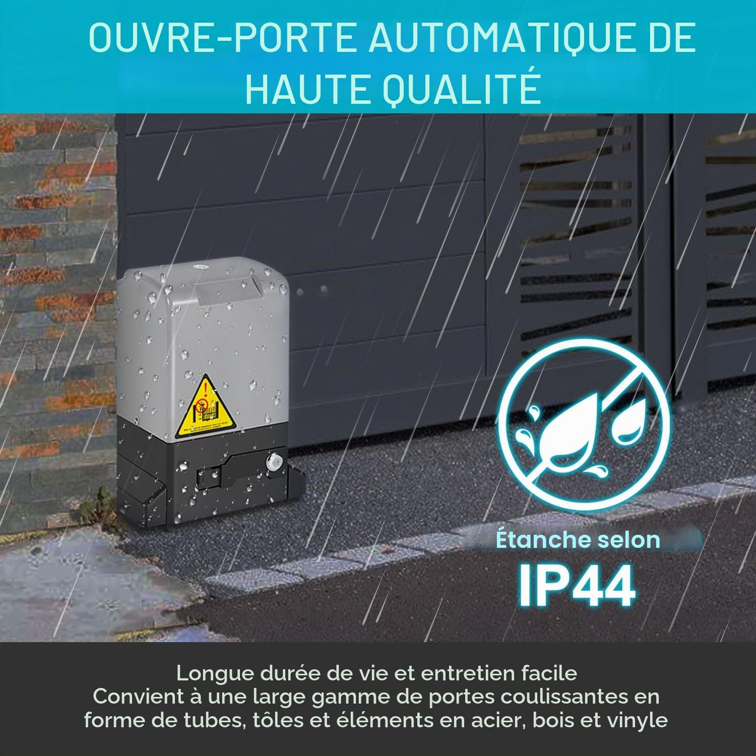 370W Moteur de portail battant Automatique Moteur de portail coulissant 12M ouvre-porte de garage jusqu'à 800 kg, portée de la télécommande 50M, avec 2 télécommandes