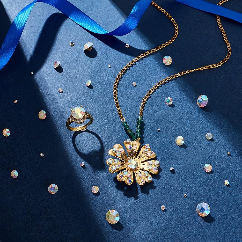 AHANDMAKER Pointed Back Glass Rhinestone Cabochons, Tiny Sparkling Rhinestones Faceted Diamond Plated Cabochon for DIY Jewelry Making Nail Art Phone Case Embellishment - Image 5