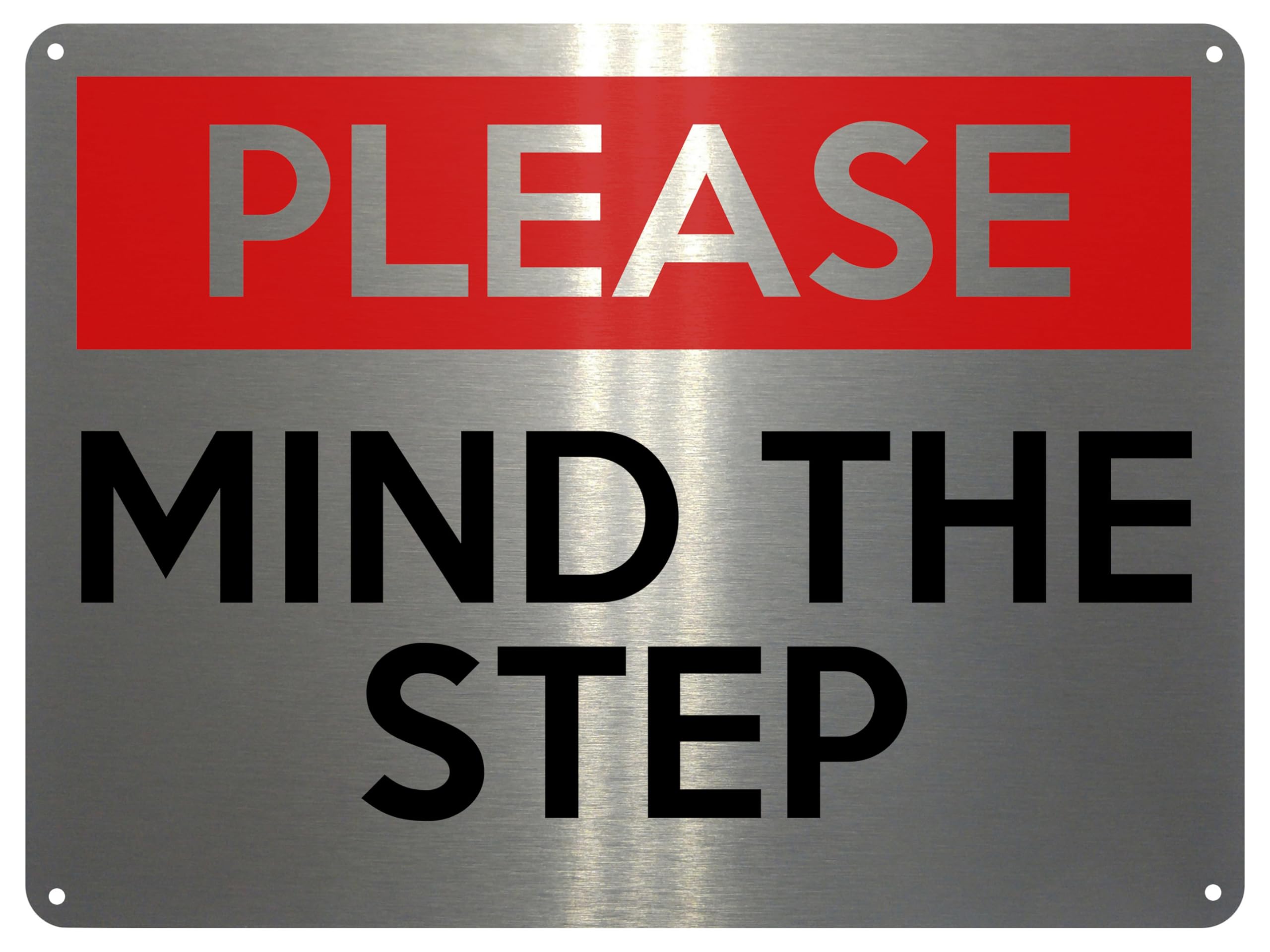 Xtra-Print Brushed Silver 2125 Please Mind The Step Safety Metal Aluminium Plaque Sign (5X7 Inches, )