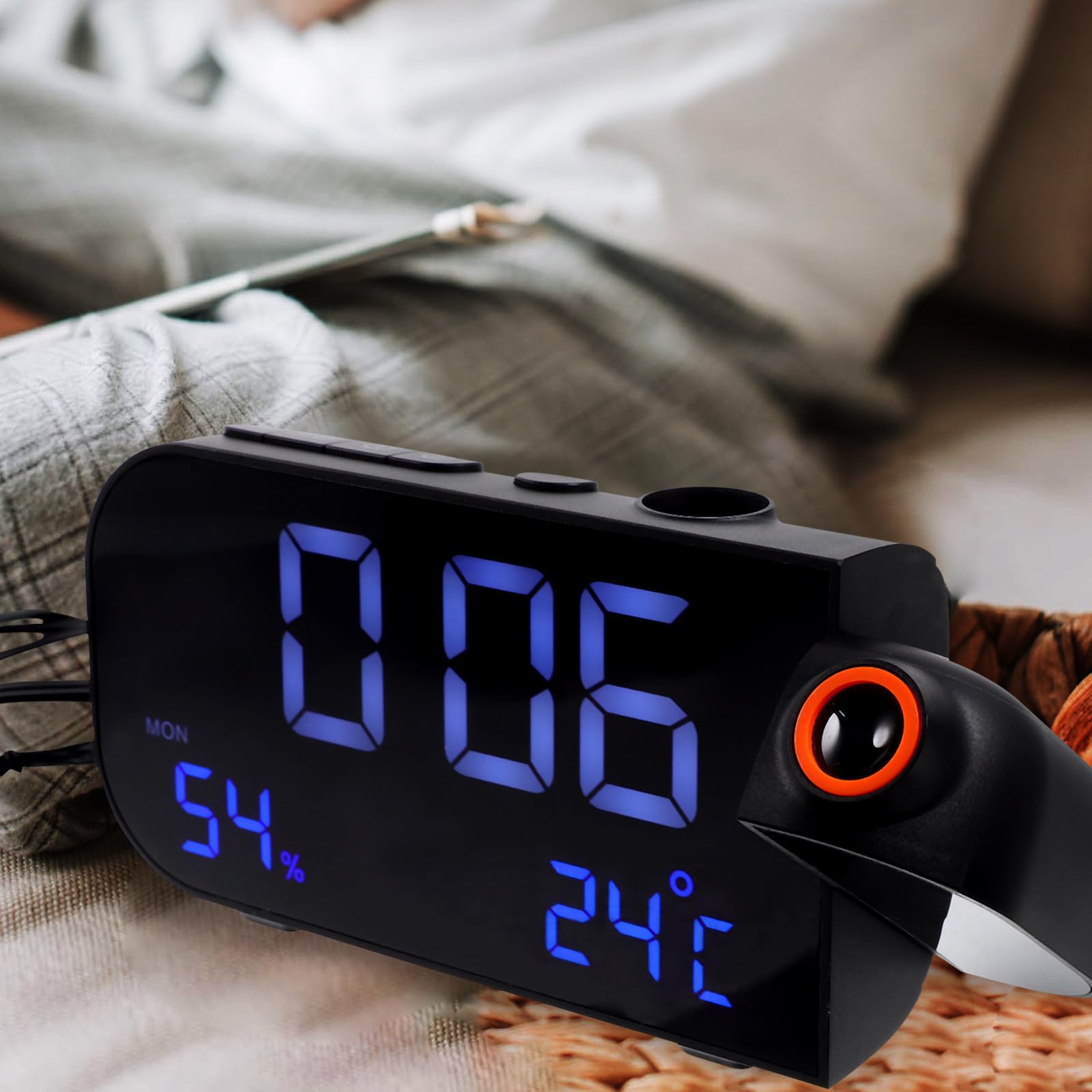 LED Wecker mit Radio, Projektionsuhr und Zwei Alarmen für Küche
