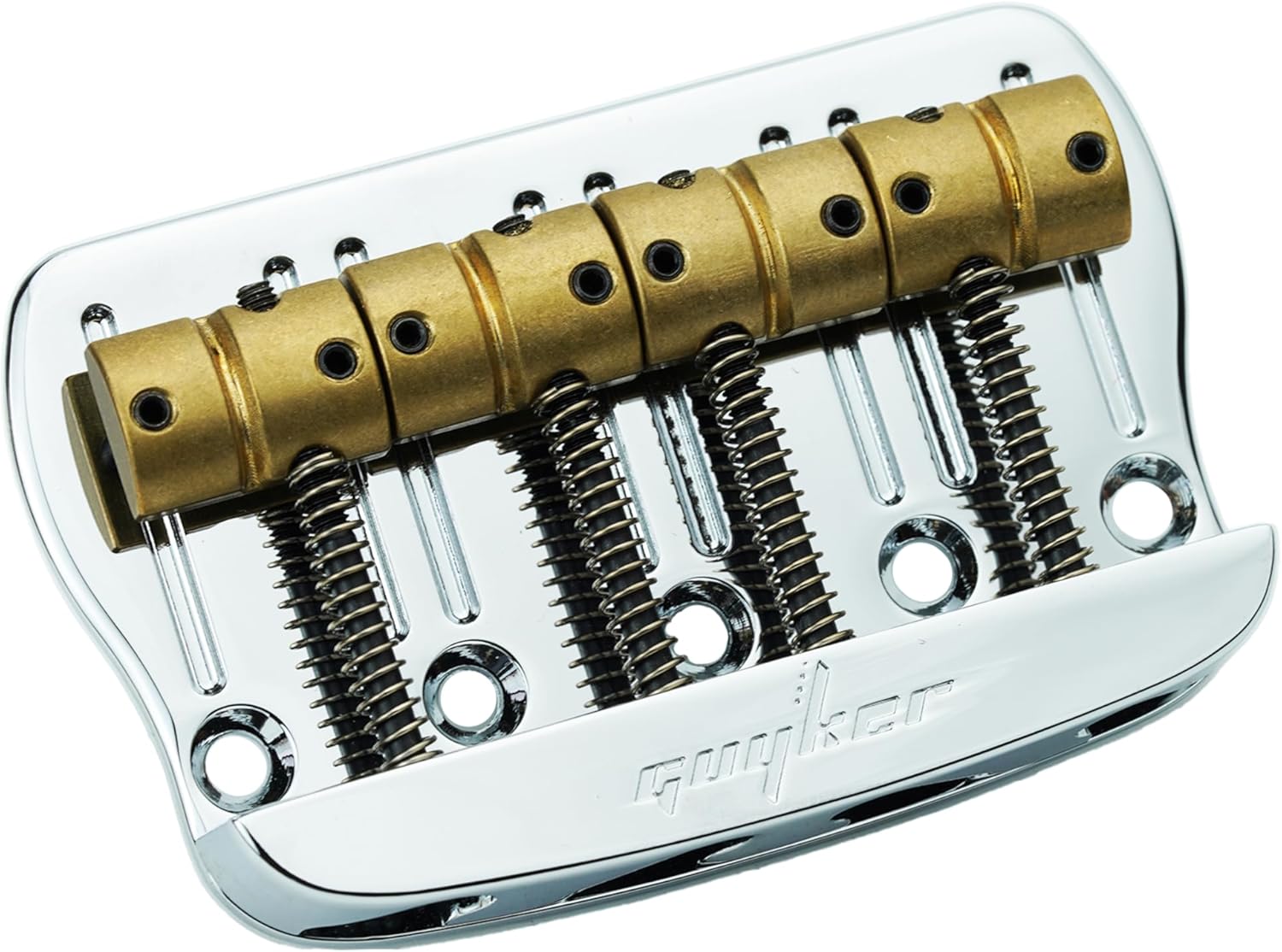 Guyker 4 String Hardtail Bass Bridge String Spacing 17.5mm, Bass Bridge Assemble with Brass Saddle (Chrome, GB408)