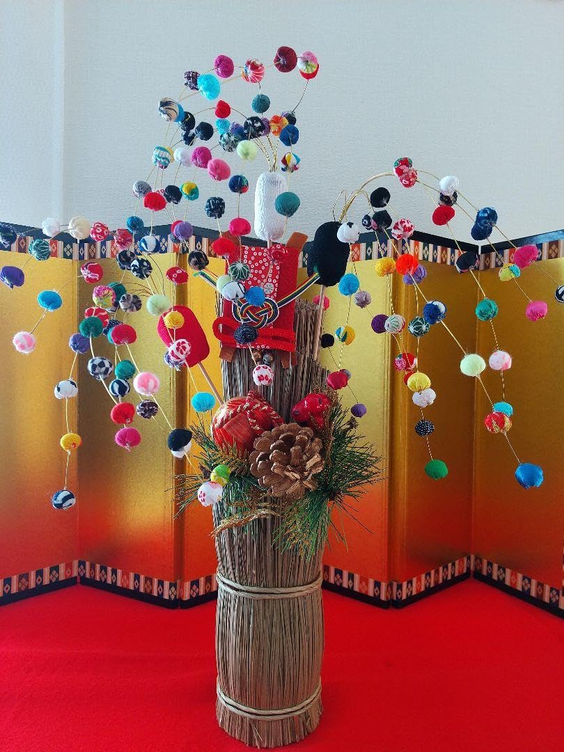 Amazon | 和風インテリアポンポン玉飾り棒3本セットちりめん細工古風