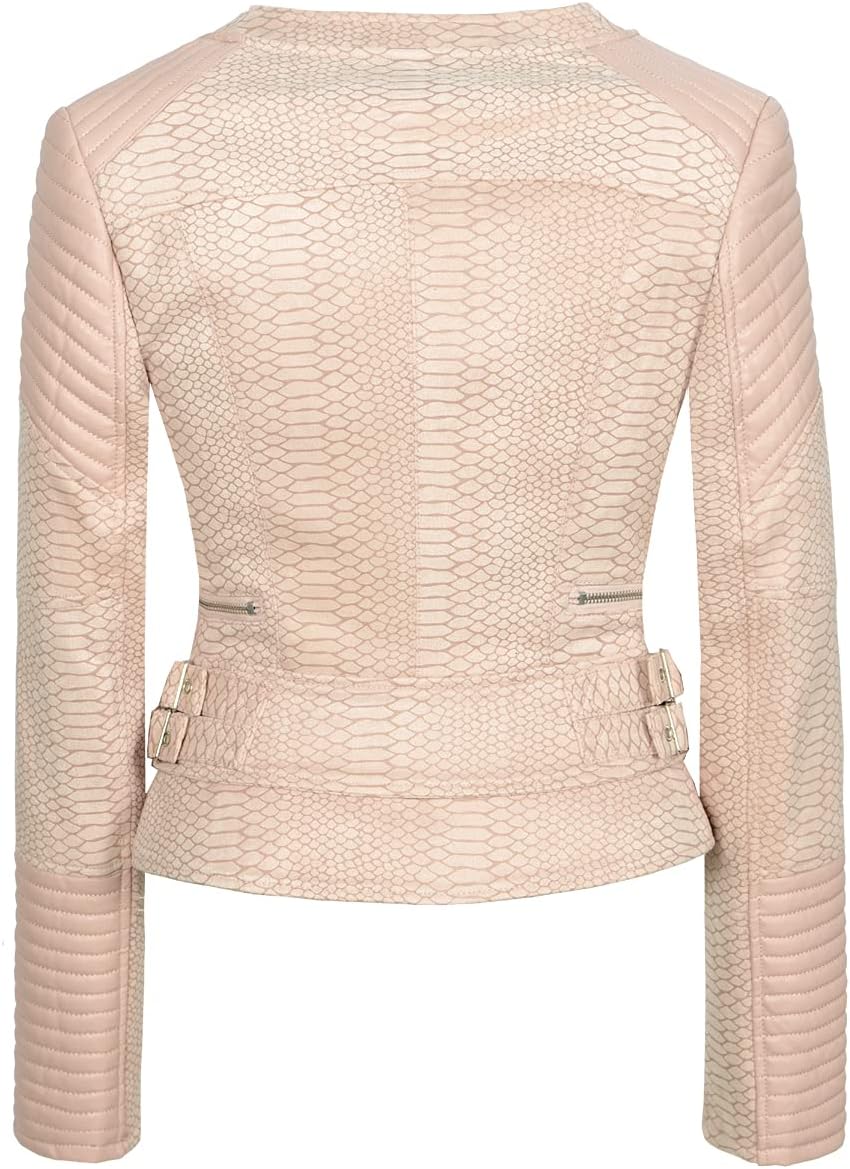 Fashion SX Womens Gothic Faux Suede Leather Jacket Long Sleeve Zipper Short Moto Biker Coat - Image 4