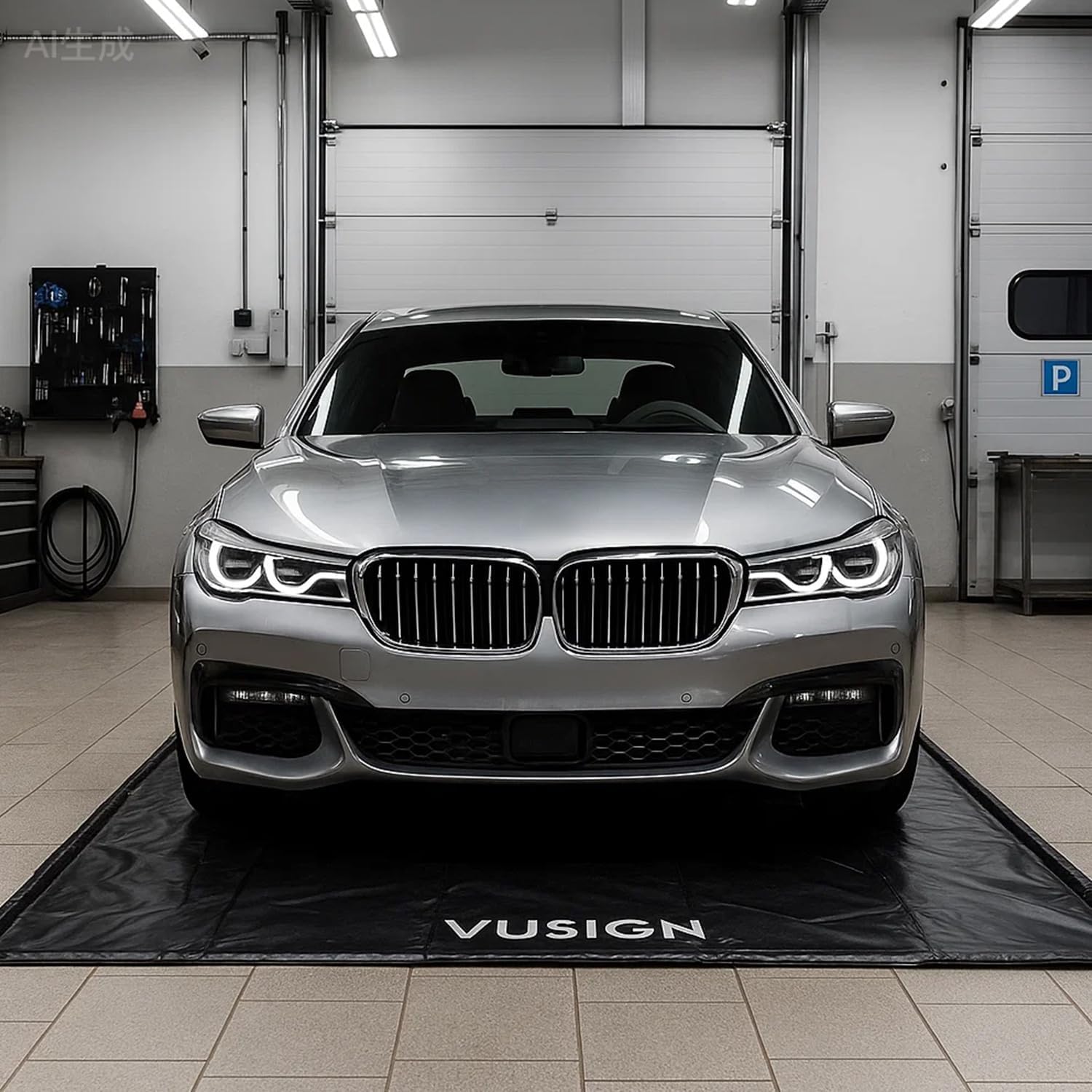 VUSIGN Containment Mat, 8'6" x 20' Non-Slip Garage Floor Mat, Heavy Duty Waterproof Garage Protection from Snow Rain Mud for Cars SUVs Trucks