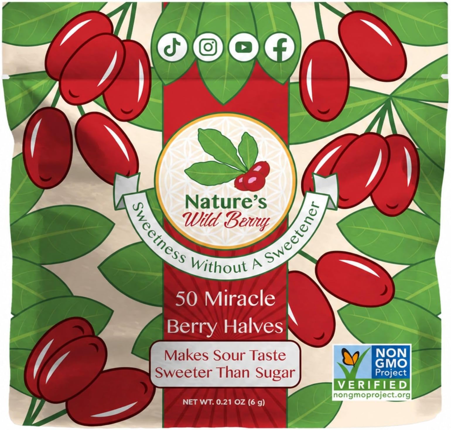 UNLOCK HIDDEN FLAVORS | 50 Premium Miracle Fruit Halves by Natures Wild Berry | Freeze-Dried USA Grown | As Seen on TV & Tiktok | Make Sour Sweet | Flavor-Changing Magic Berries | Best Value On The