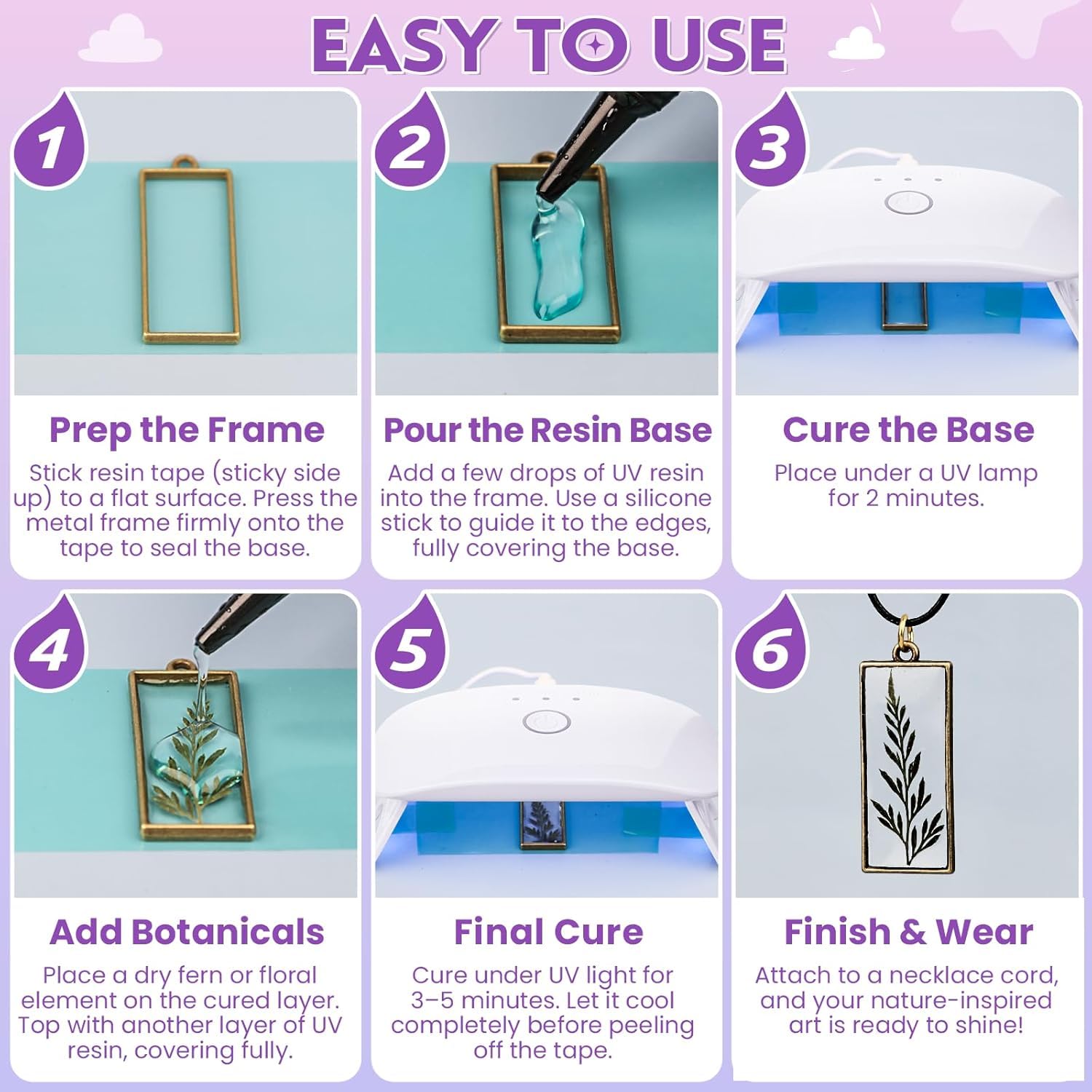 LET'S RESIN Kit Resine UV avec Lampe, Résine UV Transparente pour Fabrication Bijoux, l'artisanat, Le Revêtement, Le Moulage