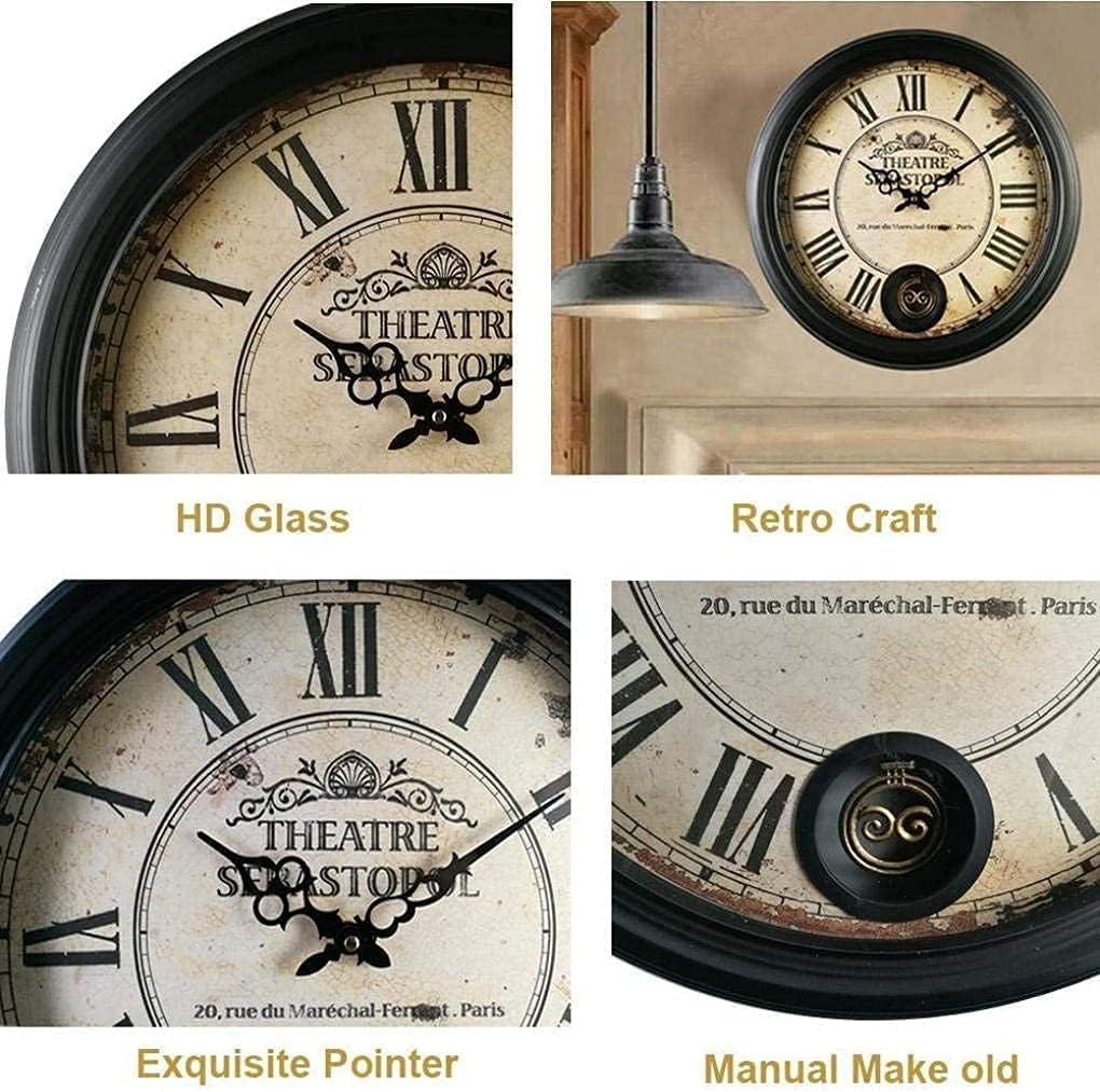 Outdoor Garden Wall Clock, Vintage Iron Art Garden Clocks Decoration Outdoor Wall Clock