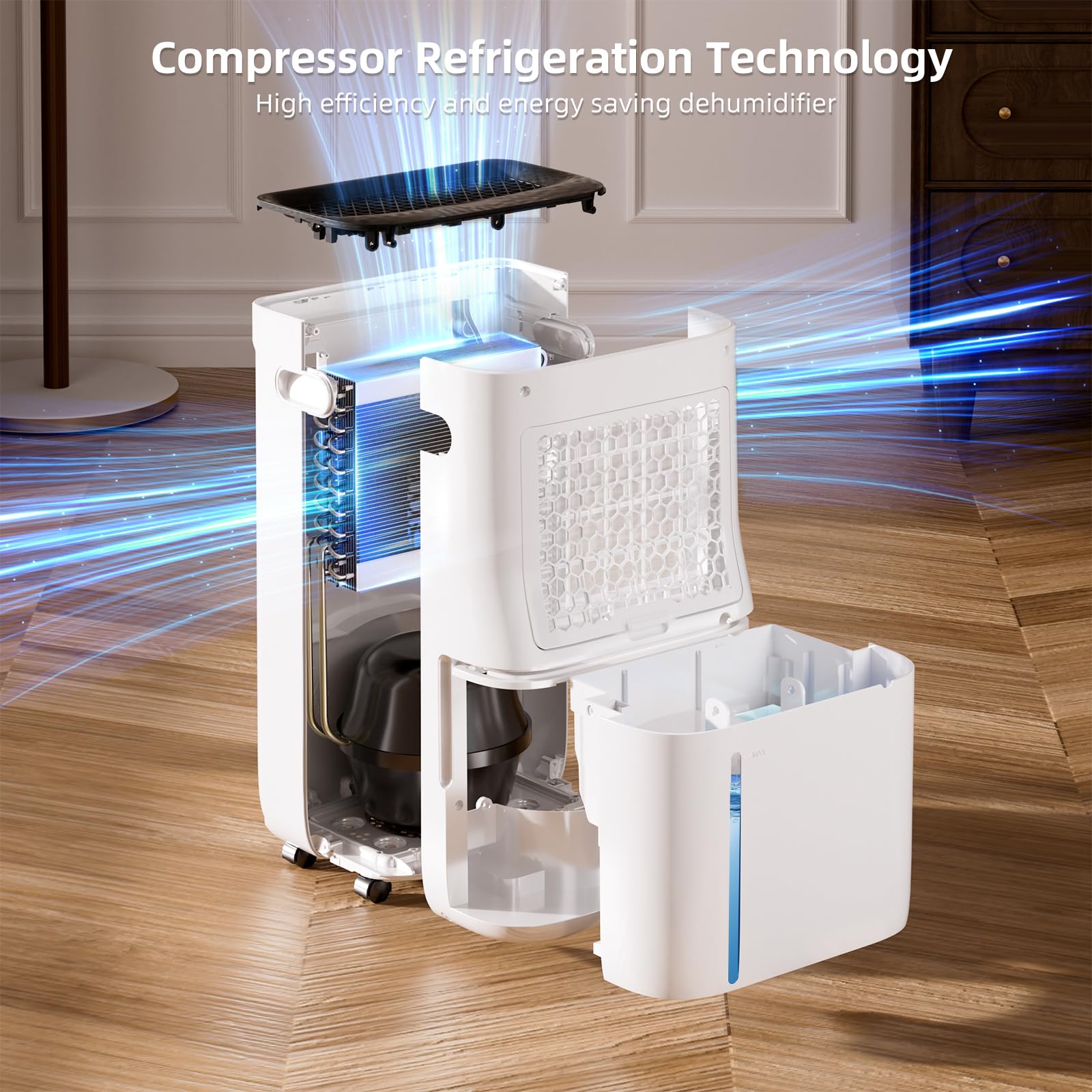 Deshumidificador Industrial 60L/día - Para Sótanos, Almacenes Hasta 560 M², Temporizador 24h, Descongelación Automática