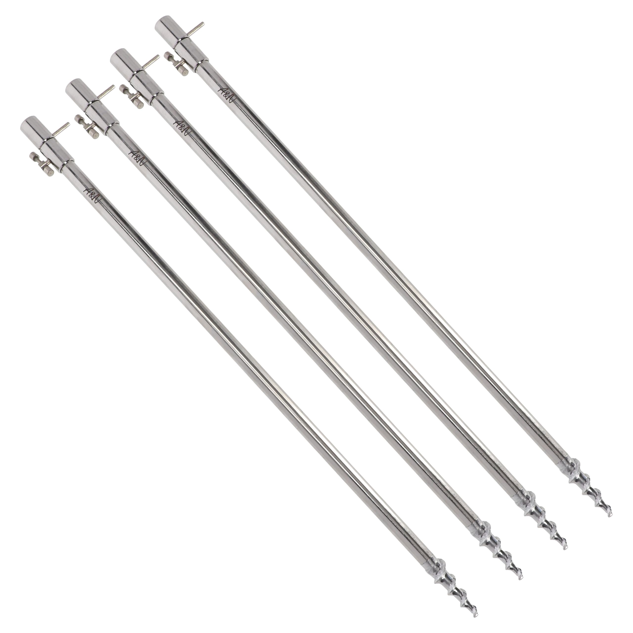A&N 4 Stück Rutenhalter Bankstick Edelstahl Storm Pole Drill T-Screw 30-120cm