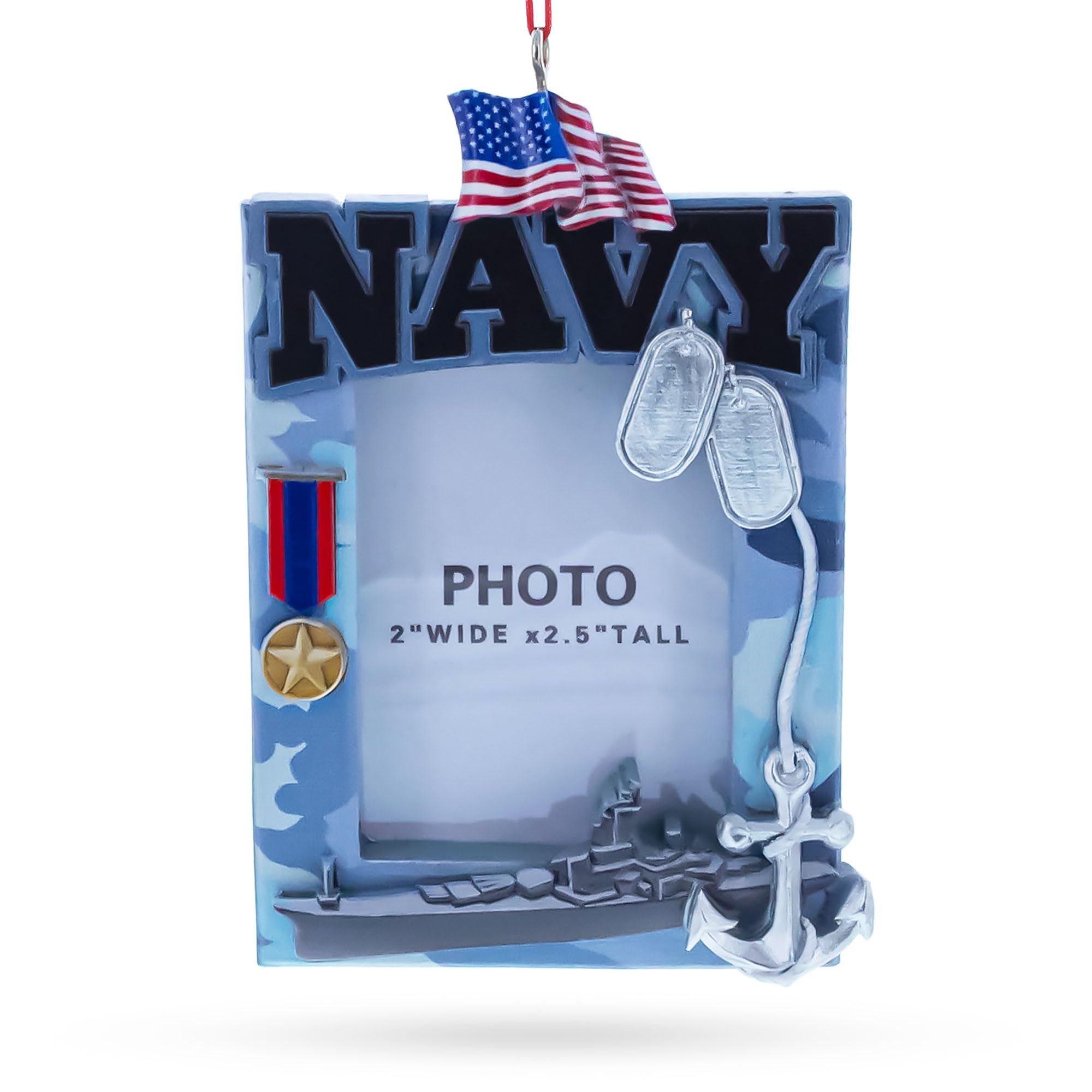 Cadre photo patriotique sur une table de fête pour une décoration de Noël chaleureuse en famille