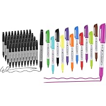 Black Fine Point and Permanent Markers Assorted Colors Set, 8 Colored Markers 8 Pack