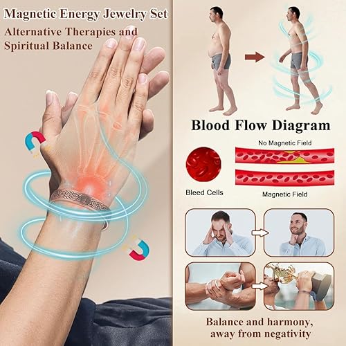 Miniatura 2 de Pulsera magnética de cobre para hombre, con potentes imanes Gauss de 9 x 5000, cobre puro sólido ajustable (árbol de la vida de Lotus)