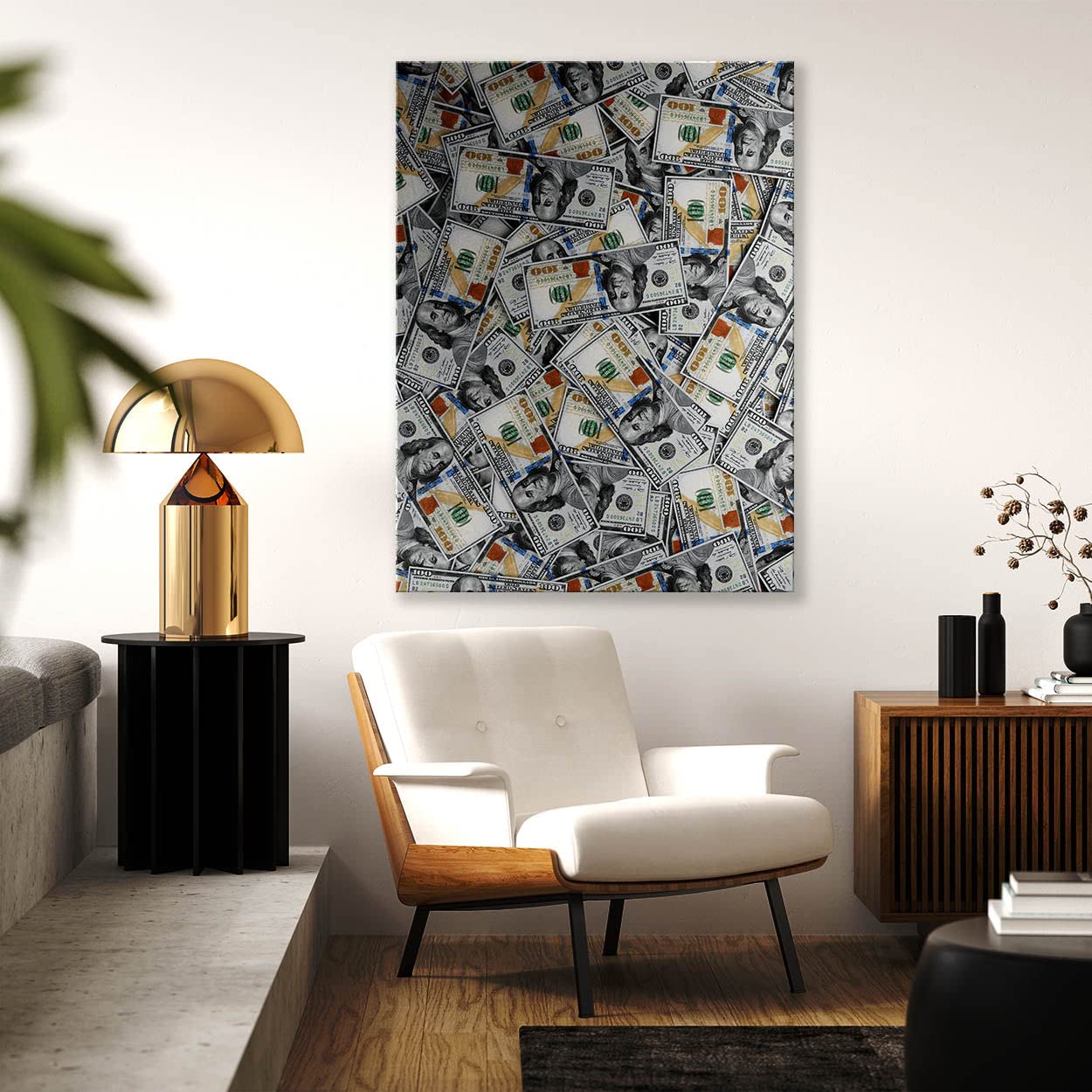 Inktuitive Currency Mashup – Quadro Su Tela 100x40 Cm, Decorazione Murale Moderna Con Banconote