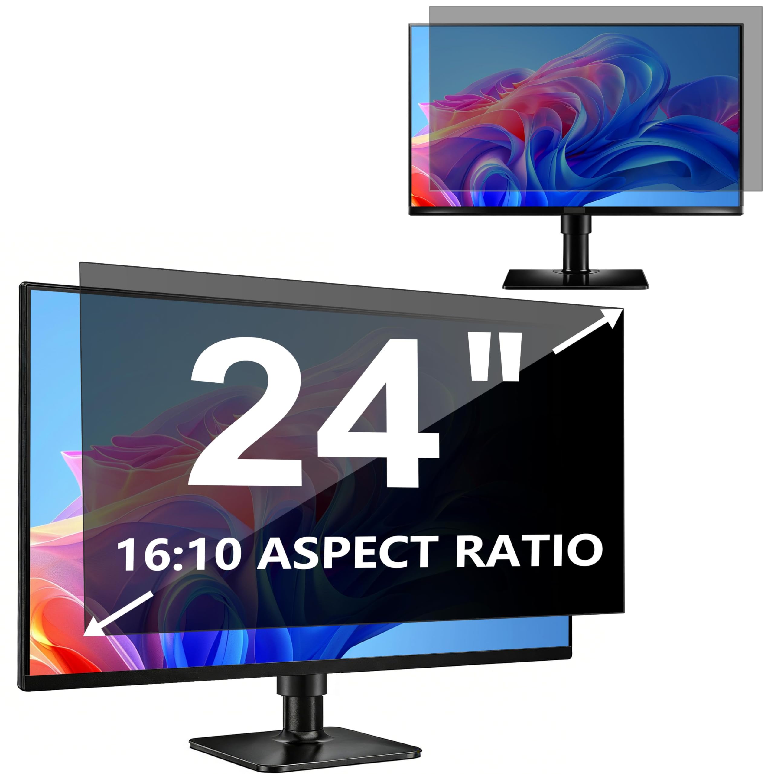 Folia prywatyzująca 24 cale do monitora 16:10 (51,8 x 32,4 cm) | Zdejmowany filtr prywatności monitora 24", ochrona przed oślepieniem i blokiem niebieskiego światła