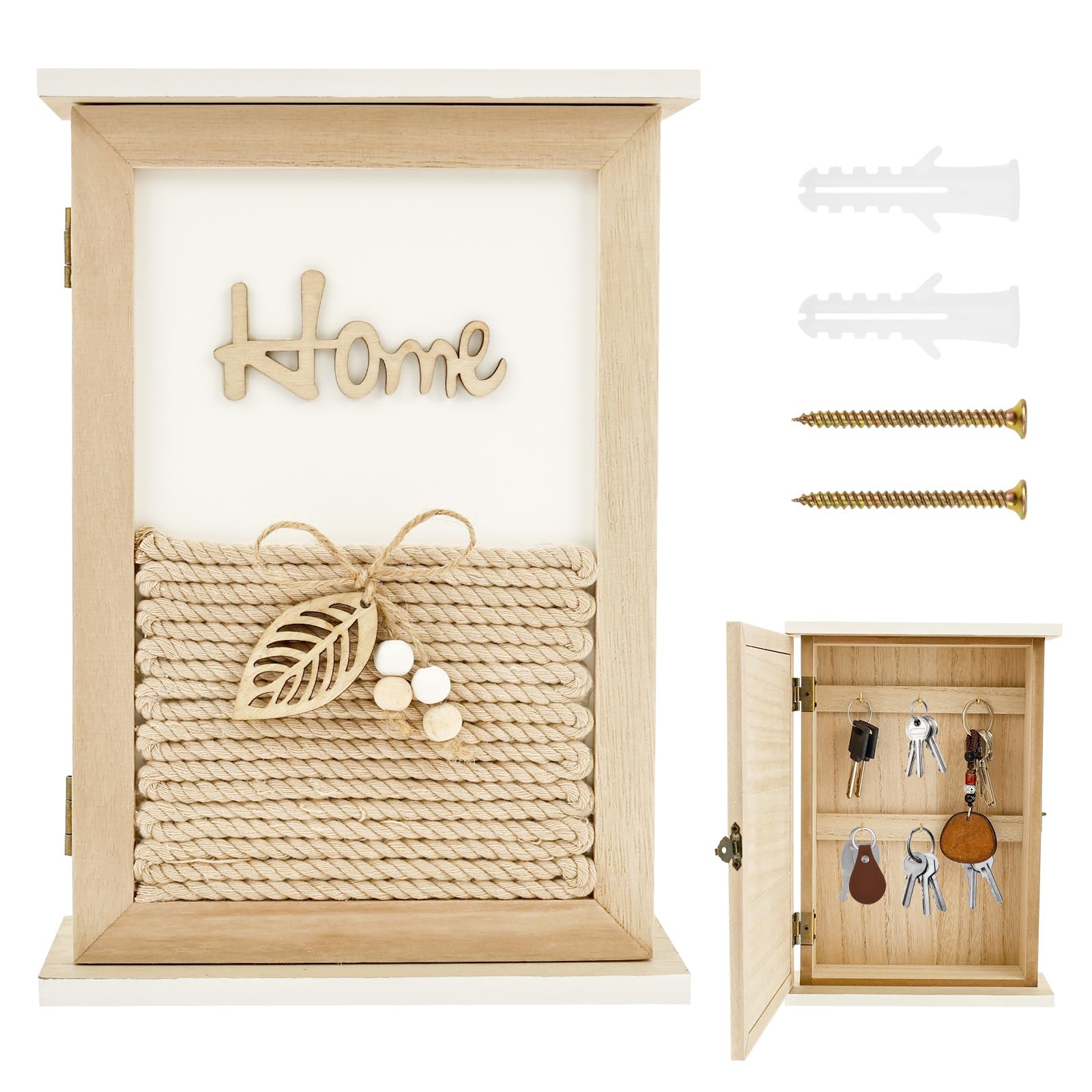 YUEKUNTJ Vintage Wood Key Box Holder with Lock Decorative Key Storage Cabinet Wood Keys Cabinet Organizer Wooden Keys Cabinets Box Wall Mounted Flexible Placement for Entrance Hallway Home