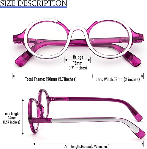 Miniatura 6 de KoKoBin Paquete de 3 lentes de lectura redondos pequeños, cómodos lectores, marco elegante de colores para mujeres y hombres