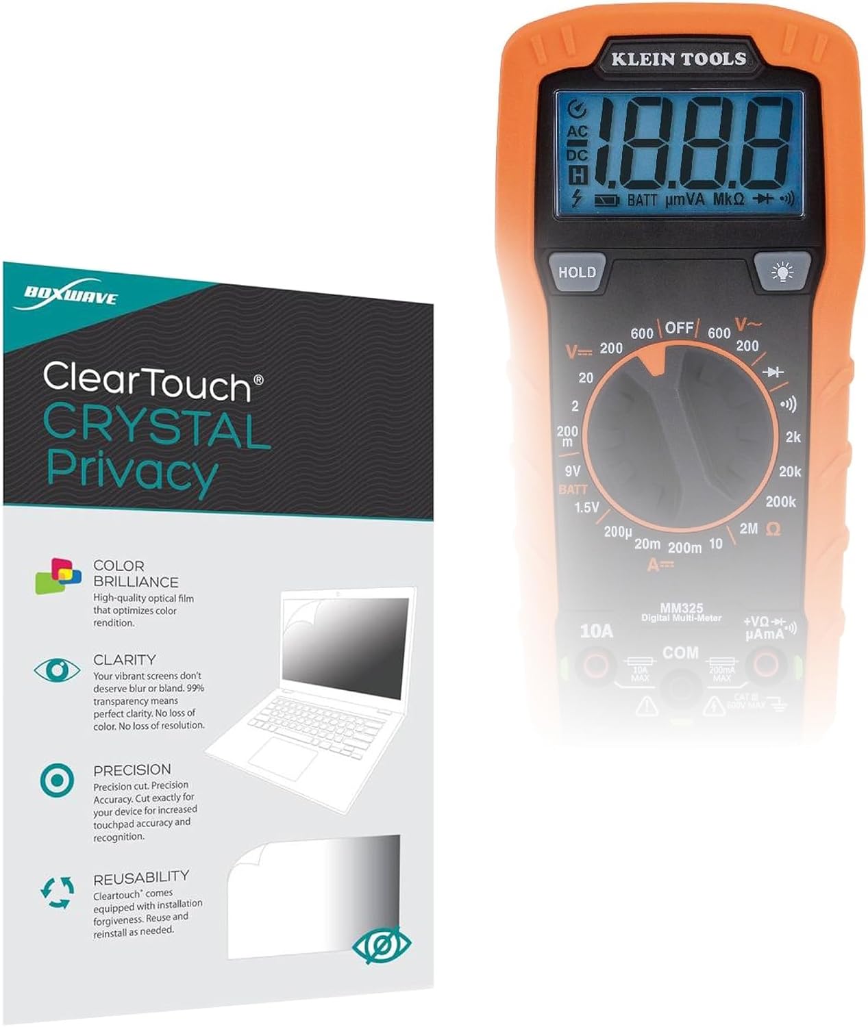 BoxWave Screen Protector Compatible with Klein Tools MM325 Multimeter (3.13 in) - ClearTouch Crystal Privacy (2-Pack), Privacy Screen Protector Flexible Film Clear