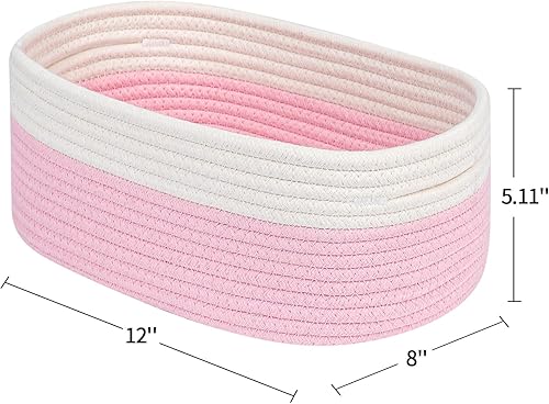 Miniatura 6 de CubesLand Cestas de almacenamiento tejidas con cuerda, cesta organizadora pequeña para el cuarto de bebé, contenedores rectangulares de