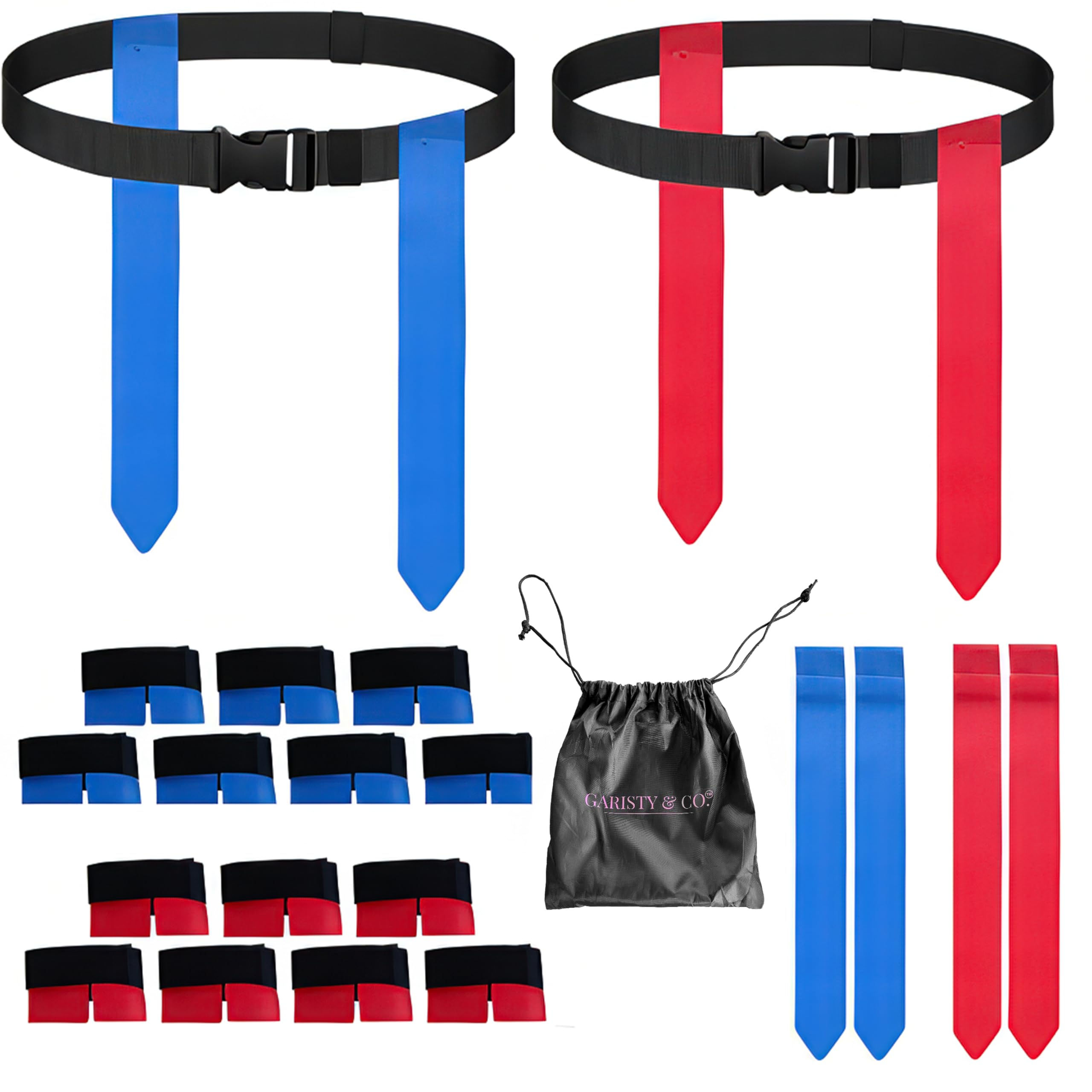 Flag Football Set for 14 Players, 7v7 Red &amp; Blue Flags with 4 Extra Flags