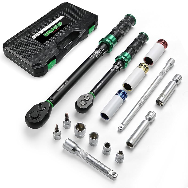 Kit de Chaves de Torque LLAVETOR com Faixas de 6,8–61 N·m e 20,3–223,7 N·m, Soquetes e Extensões, 15 Peças