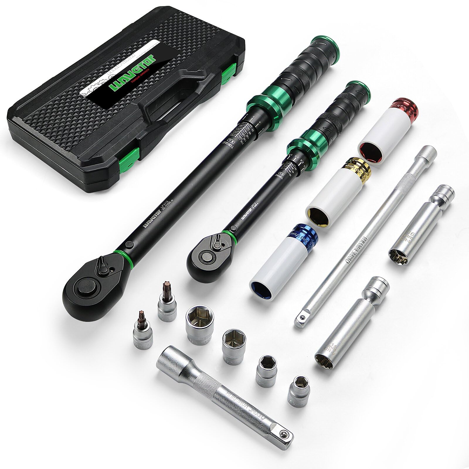 Snapklik.com : LLAVETOR Torque Wrench Set 5-45ft lb(3/8),15-165Ft.lb