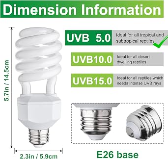Reptile Heat Lamp Bulb and UVB Reptile Light Bulb 5.0, 100 Watt UVA Daylight Basking Spot Light with 23W UV Spiral Compact Florescent Terrarium Lamp